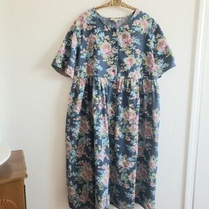 Woman Within Floral Blue Dress